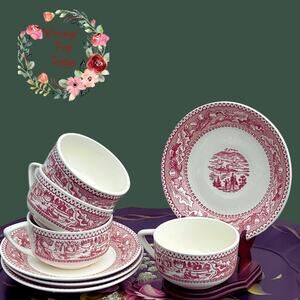 Cup and Saucer Set Memory Lane Pink/White Birthday Wedding Mom Gift Royal USA
